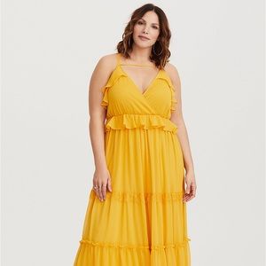 Torrid yellow chiffon maxi dress